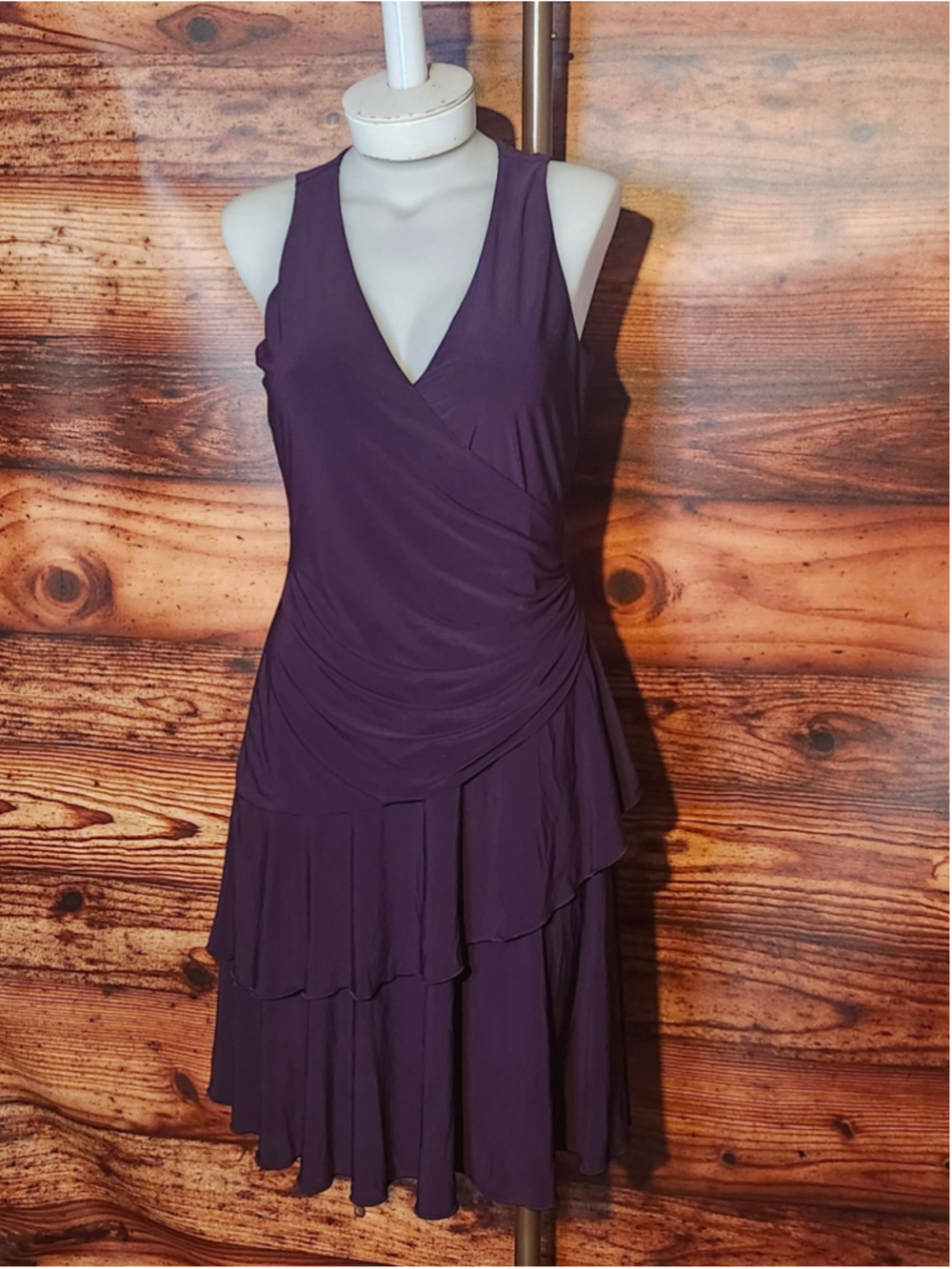 Women's Luxe by Carmen Marc Valvo Purple Midi Dress Size 10